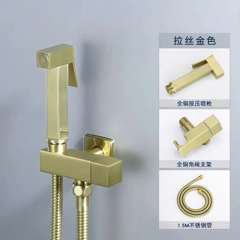 ชุดฝักบัวฉีดชำระแบบมือถือ สีโรสโกลด์ขัดเงา ก๊อกน้ำเย็นเดี่ยว ทำจากทองเหลือง