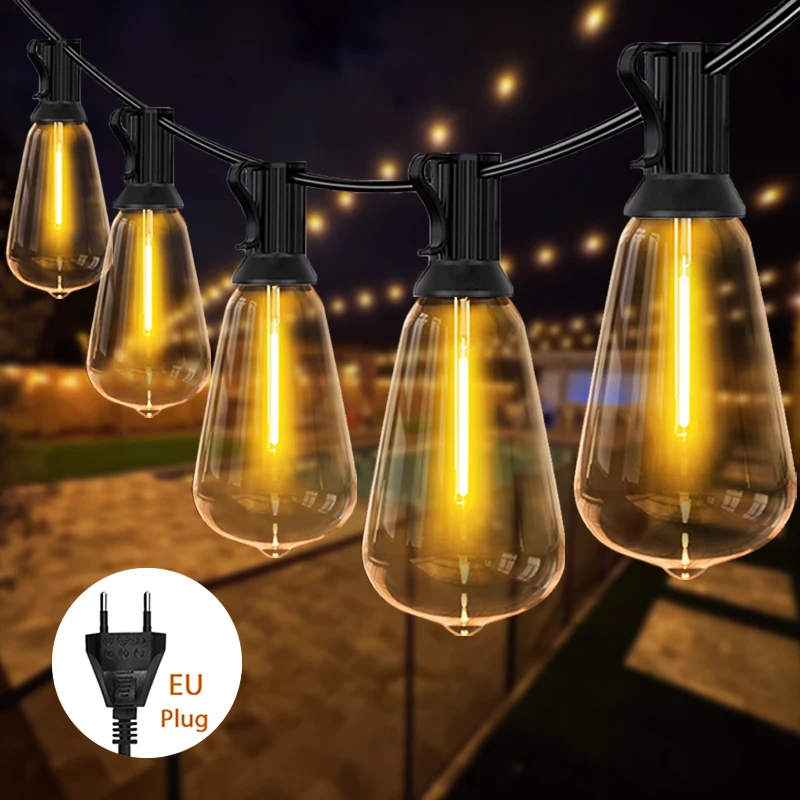 

Светодиодные уличные гирлянды ST38 106/86/56/42/30/18 футов - для террасы, сада, свадеб, рождественских вечеринок, гирлянд, подвесных украшений для двора