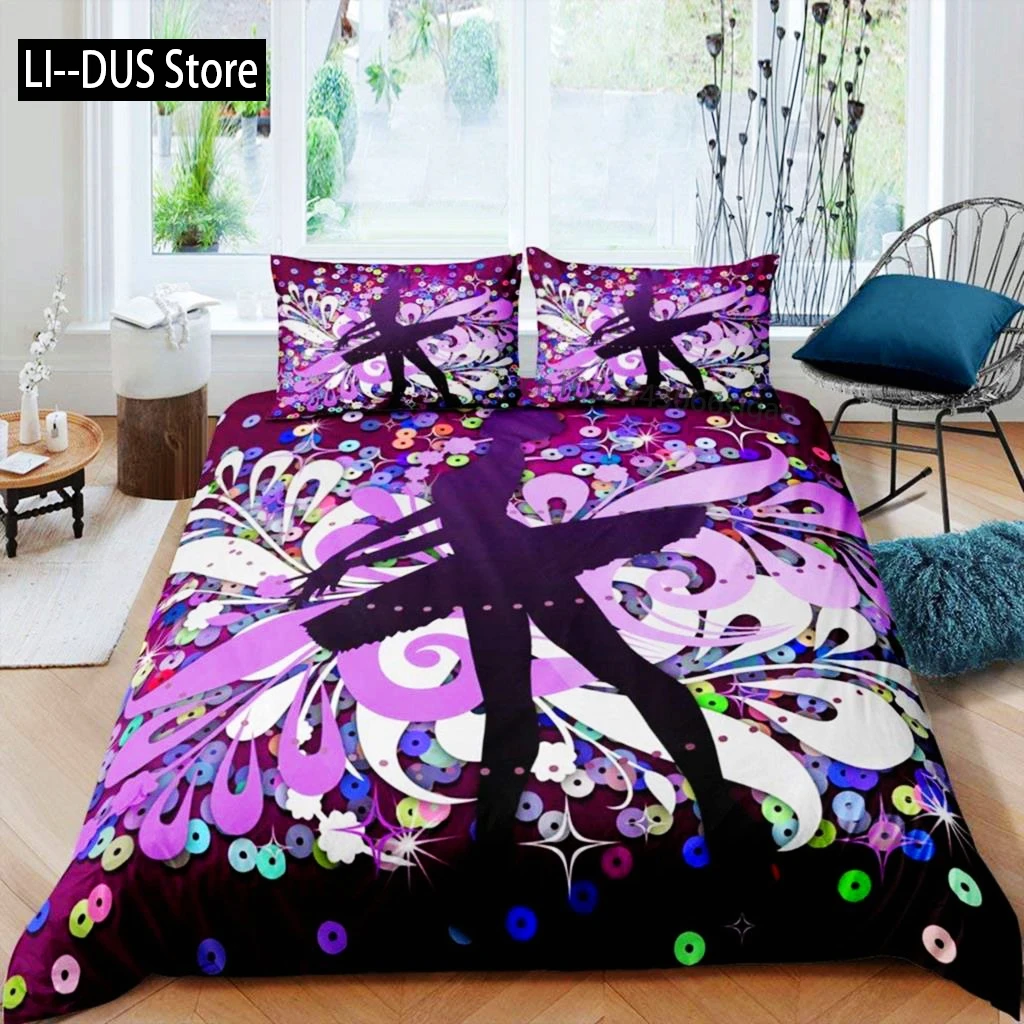 راقصة الباليه حاف مجموعة غطاء الكرتون راقصة جرلي طقم سرير الجمال الباليه غطاء لحاف التوأم الملكة الملك ستوكات المفارش