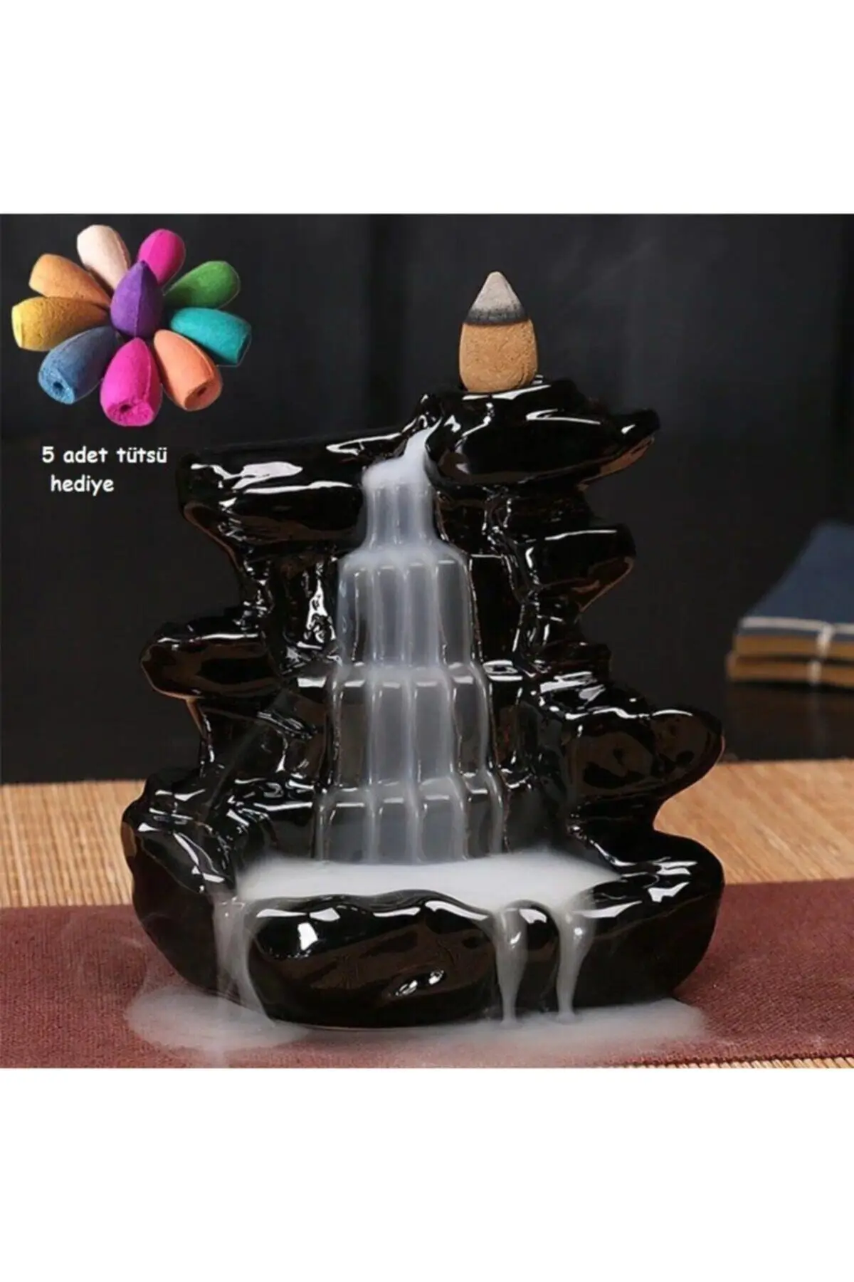 Censer Backflow Mystic Waterfall Incense Holder 5 Pieces Incense Cone Gift Products Decorative Home Office Incense