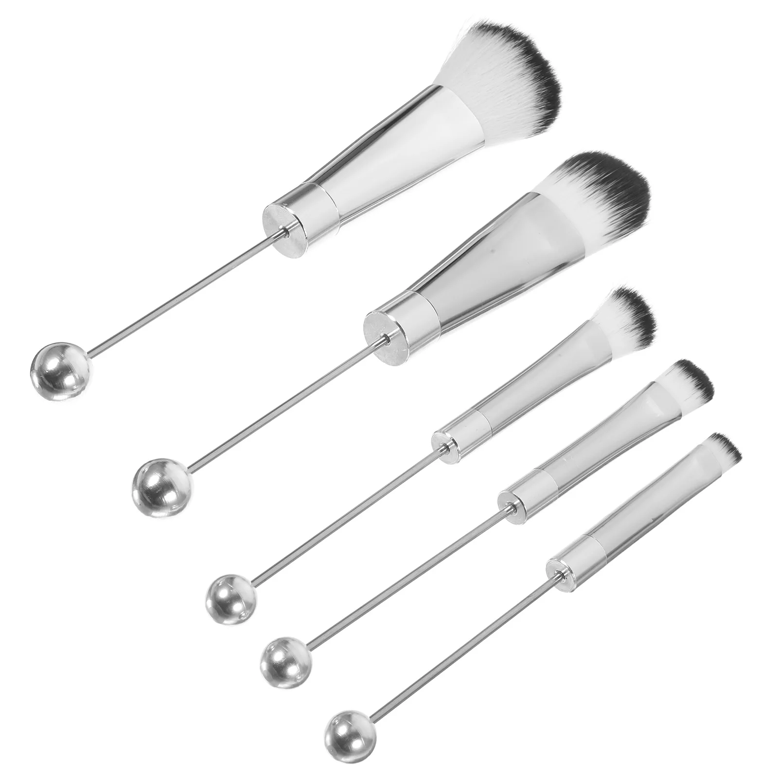Set di pennelli per trucco da 5 pezzi Setole morbide Robusto manico in metallo Ideale per il viso Ombretto Blush Correttore in polvere Pennello per trucco