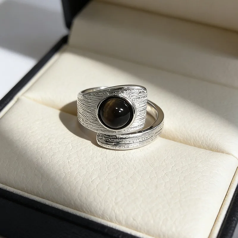 Women's 925 Sterling Silver Minimalist Handmade Big Stone Ring