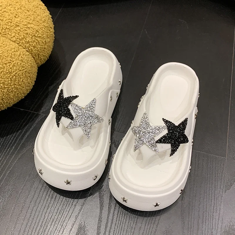 

Summer Women Flip-Flops Sweet Stars Wedges Platform Slippers Clogs Casual Outdoor Beach Sandals Female Indoor Home Shoes Slides