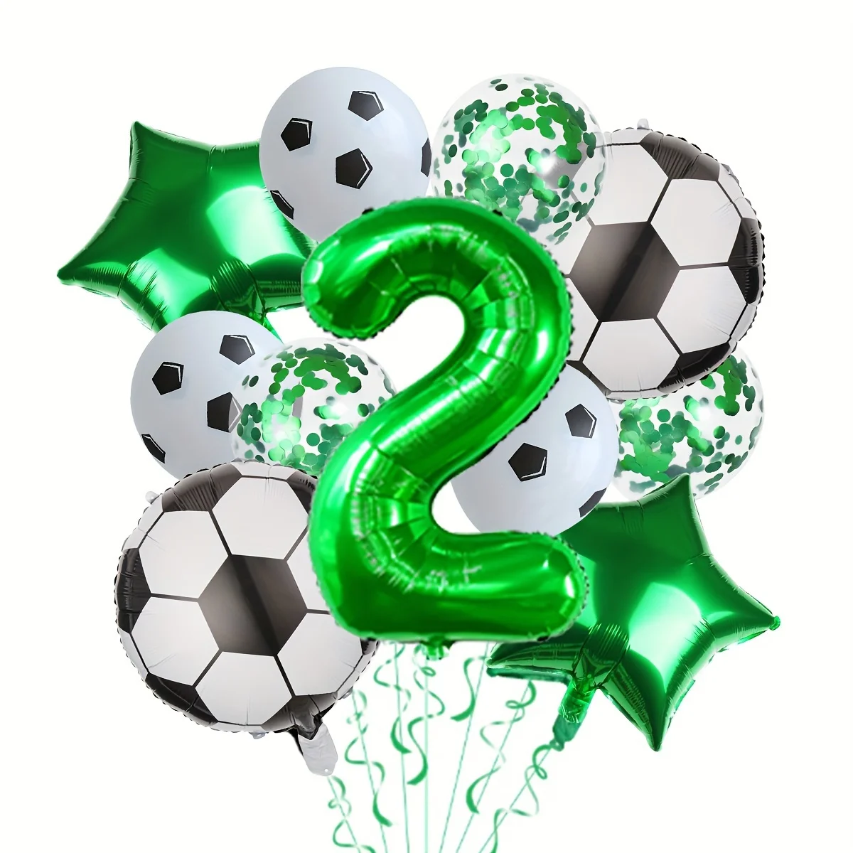 Lot de 11 ballons en aluminium sur le thème du football, décorations de fête d'anniversaire, ballon chiffre vert de 32 pouces, fournitures sportives de football, cadeau