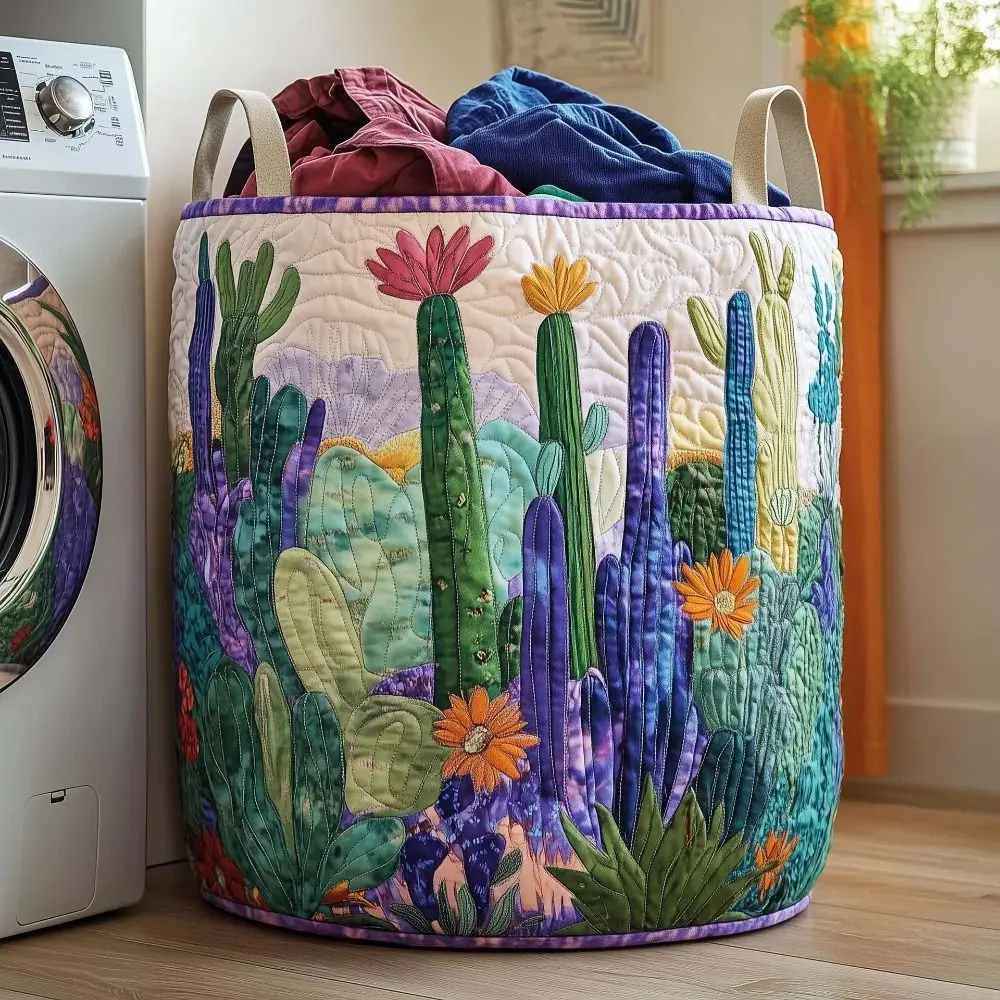 Multi Color Pattern Quilted Laundry Basket Folding Large Capacity Dirty Clothes Storage Basket with Handle Space Saving
