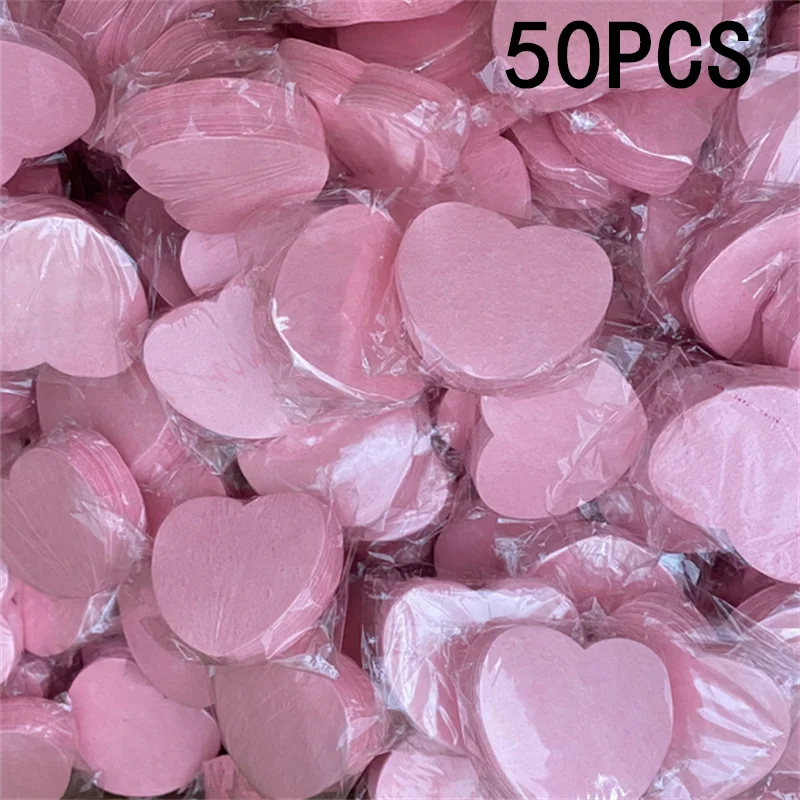 10/20/50PCS Roze Hartvorm Gezichtssponzen Pad Gecomprimeerd Natuurlijke Herbruikbare Gezichtsreiniging Pads Exfoliërende voor Reiniging
