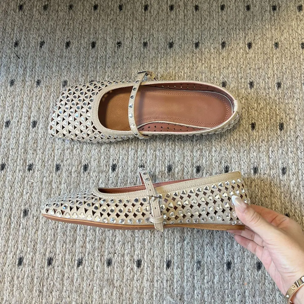 2024 New Design Resale reliable supplier Muaddi Women's Shoes Lady Heart-Shaped Diamond Flat