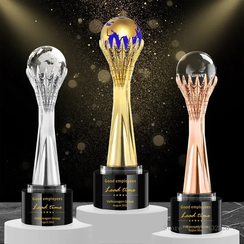 Customized Crystal Trophy for Golf Tennis, Commemorative Trophy Honor Celebration Annual Meeting Sports Souvenir High Grade, 1Pc