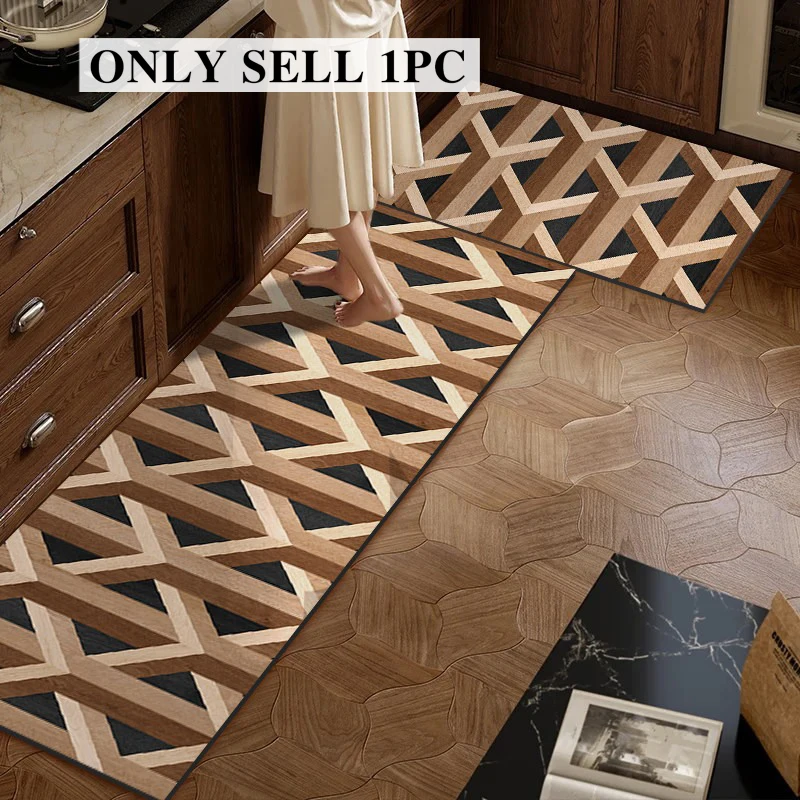 Floor Mat for Kitchen Pvc Leather Waterproof Non-slip Carpet Long Oil-proof Foot Mats Mid-century Style Rug Home Decoration Rugs