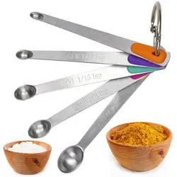 5Pcs/Set Mini Measuring Spoon Colorful Stainless Steel Long Handle Food Grade Precise Measurement Scoop Kitchen Gadgets