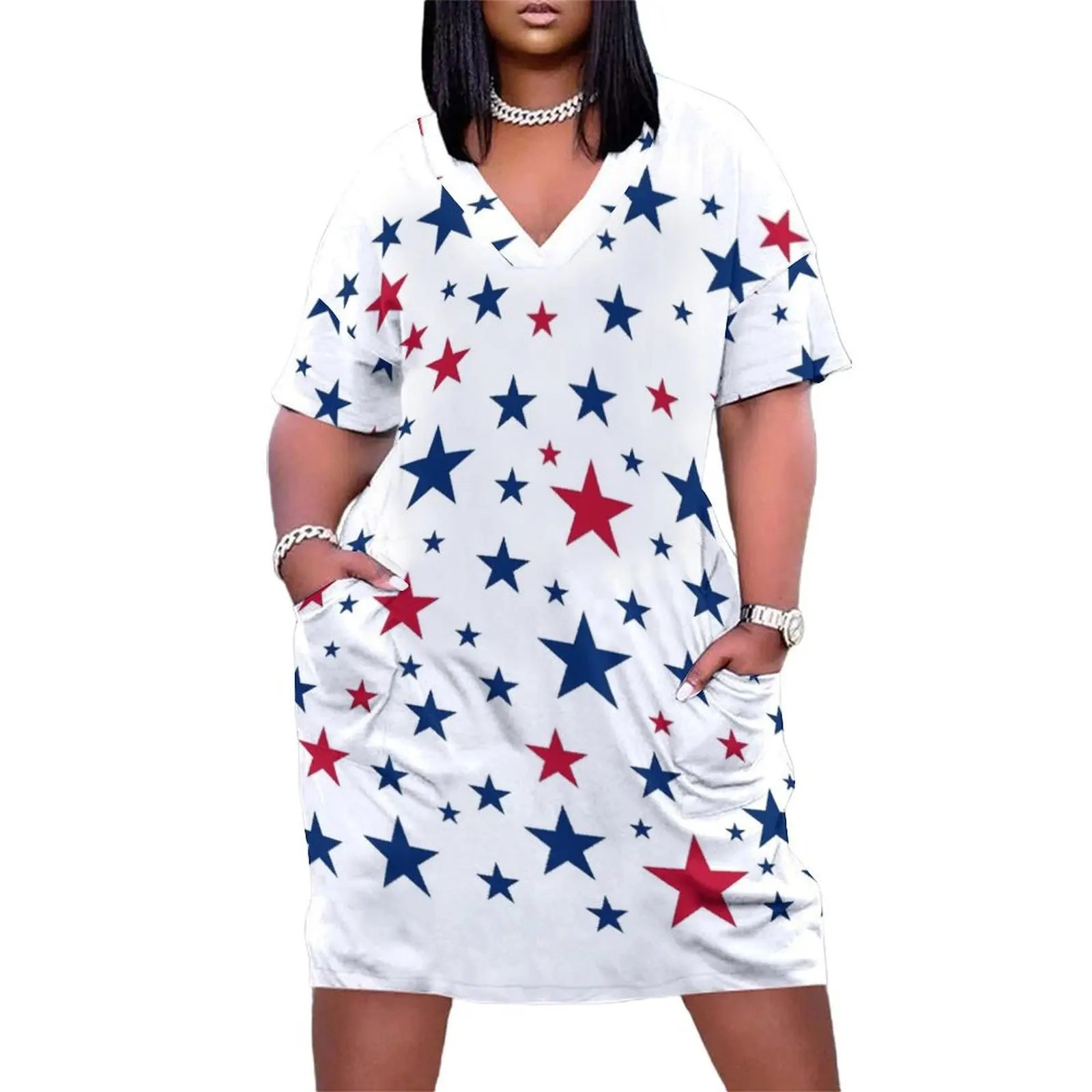 

American Stars 4th July Loose Pocket Dress party dresses women Women's summer dresses