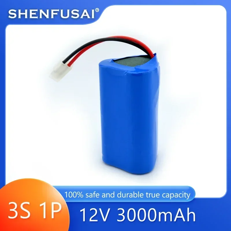 12V 3000mAh 18650 Lithium Rechargeable Battery pack 3S1P for Speaker flashlight CCTV Camera GPS Portable search light equipment