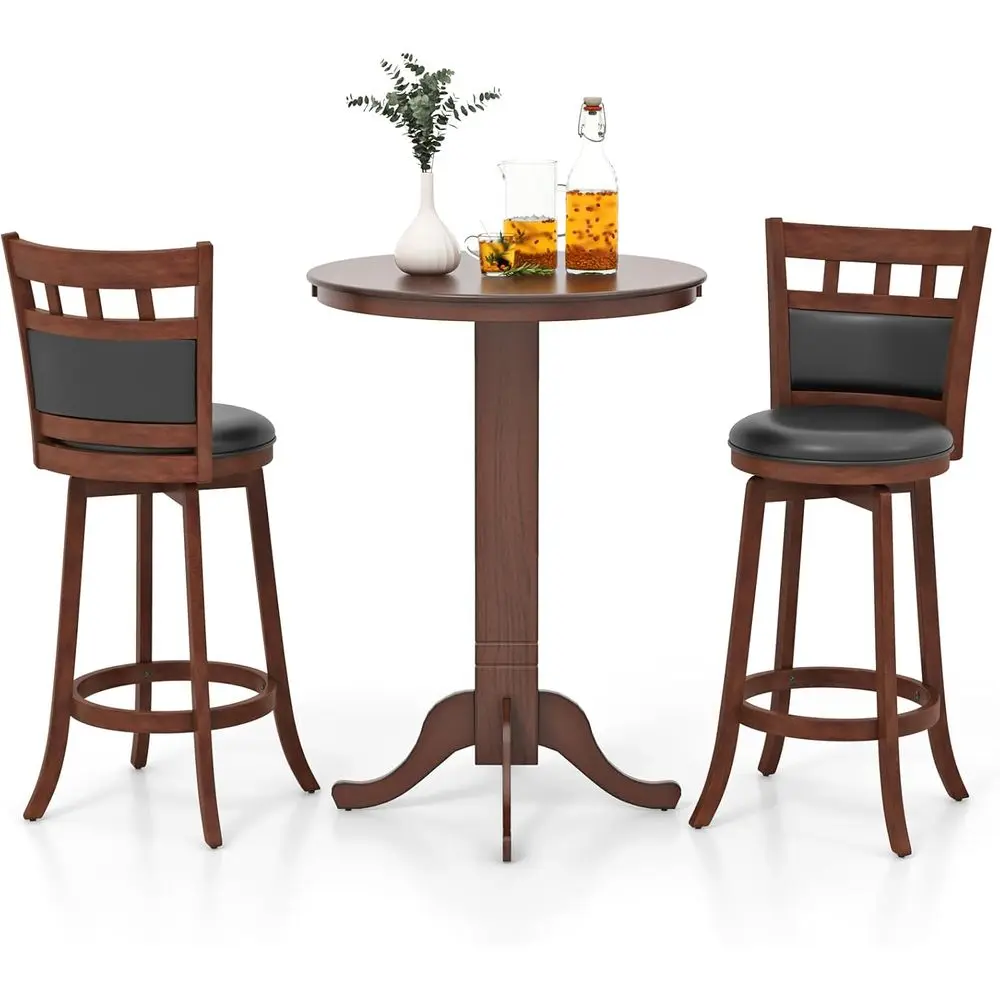 

Набор из 3-х деревянных барных столов или круглый барный стол на 2 места с вращающимися стульями