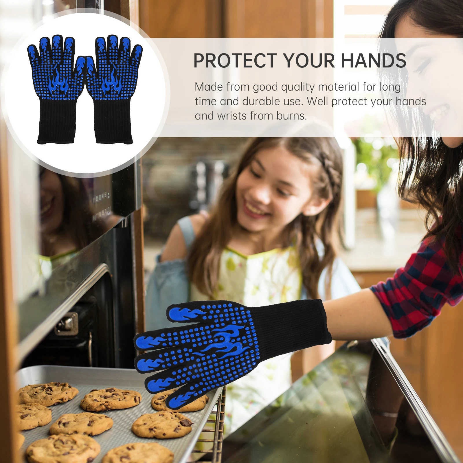 

Insulated Silicone Gloves Bbq Grill Cooking Heat Resistant for Fireproof Grilling Thermal Oven Kitchen