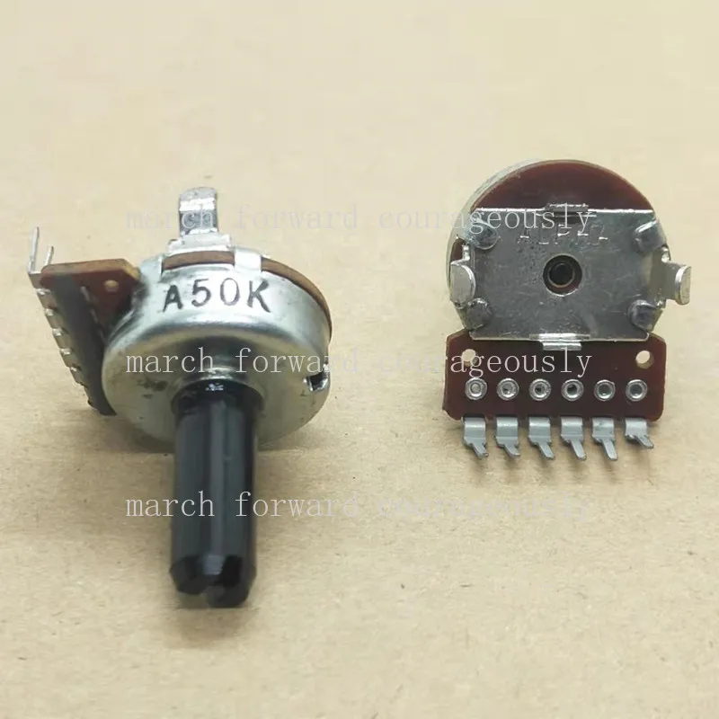 10pcs for ALPHA 161 single-row 6-pin dual-position potentiometer A50K audio volume potentiometer Handle length 15MM