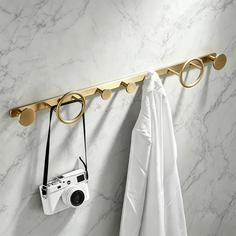 Entrance Hall Coat Rack Copper Keys Hanger Living Room Creative Clothes Storage Hanging Bag Organizer Gold Decoration Wall Shelf