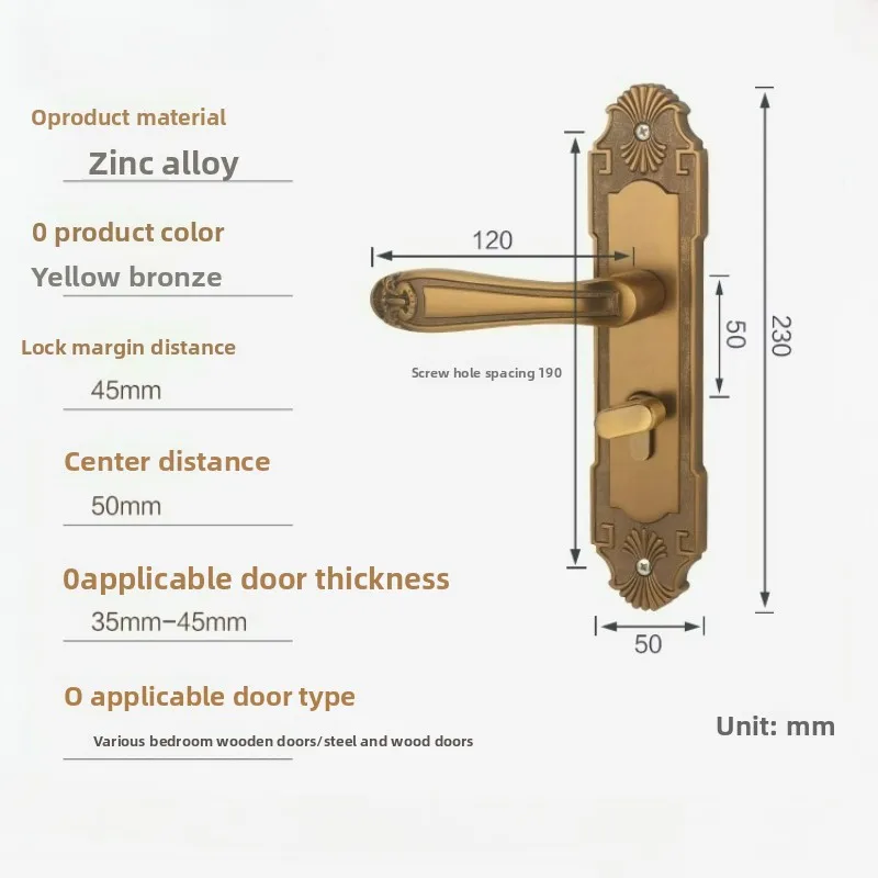 Новый дверной замок из цельного дерева в китайском стиле для внутренних спален, магнитный/бесшумный латунный замок с ручкой для бытовых дверей