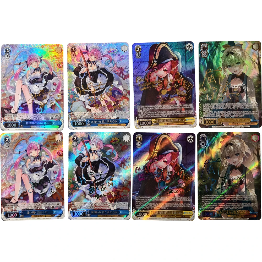 Anime Hololive WS Collection Card Kazama Iroha Houshou Marine Minato Aqua Signature Card Refractive Color Rainbow Flash Gifts