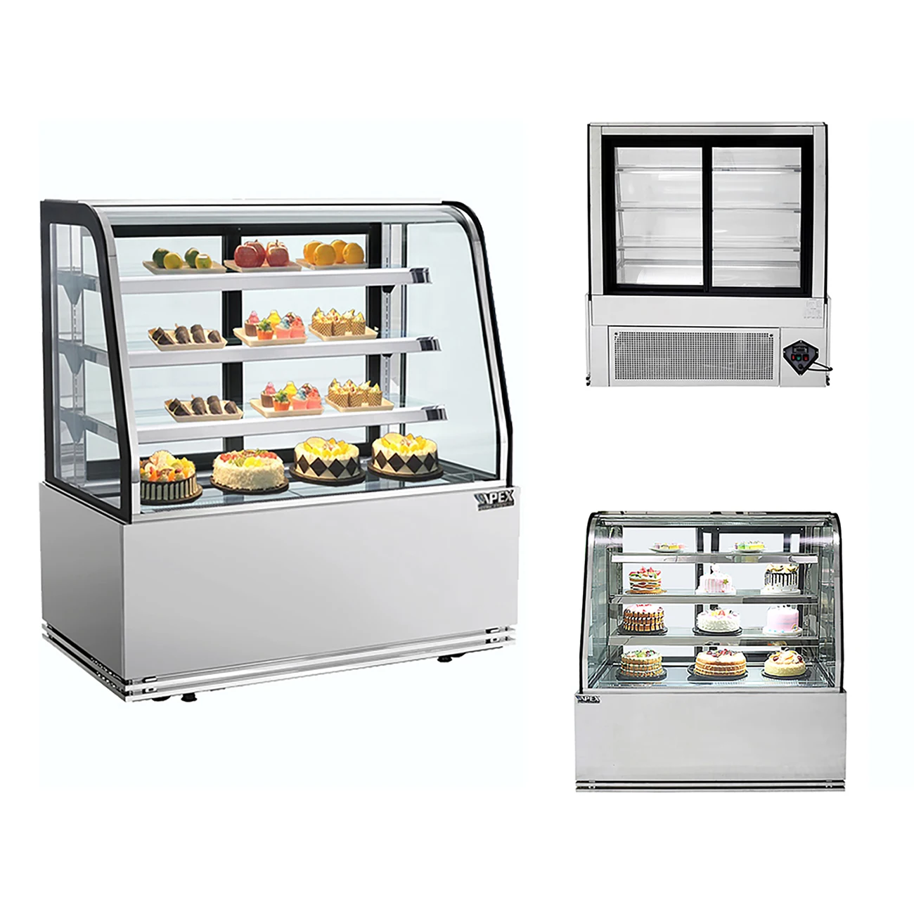 

Commercial Curved Glass Cover Counter Top Cake Showcase Display Case Refrigerator With Led Light