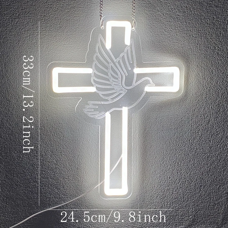 Cross Neon Sign Jesus Neon Lights Signs LED Light Sign for Wall Decor,Neon Cross Sign for Bedroom Living Room Wedding Gifts