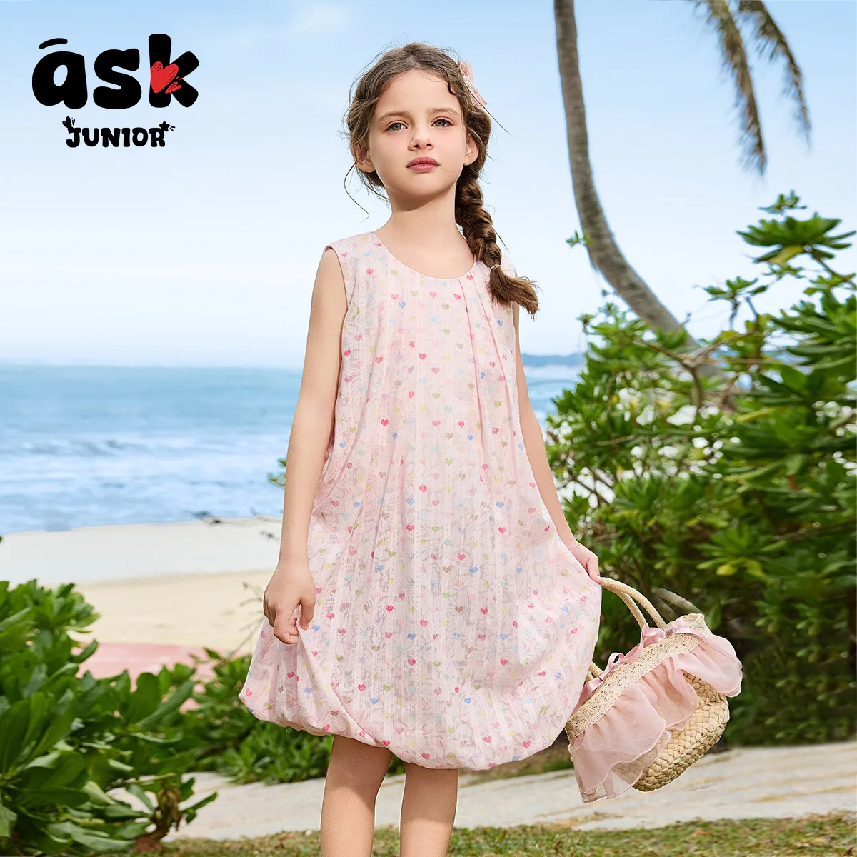 فستان بناتي صيفي بدون أكمام مطبوع عليه نقاط بولكا ملونة للأطفال #3