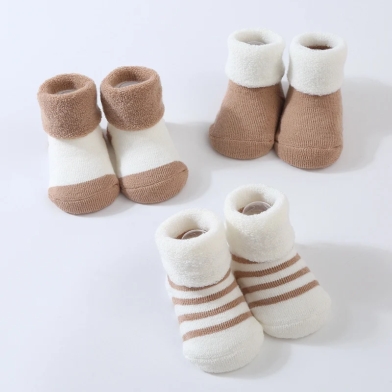 3 Pairs/Set Infant Baby Socks for Girl Boy Cute Contrast Color Cotton Breathable Accessories Unisex Newborn Warm Short Socks