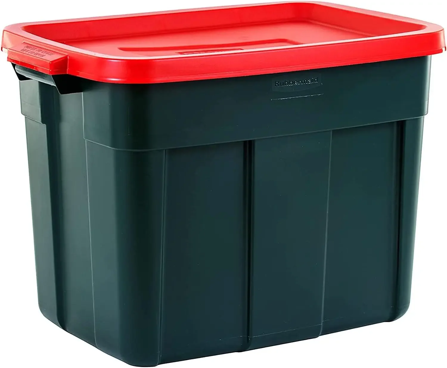 18 Gal, 6 Pack, Made in USA, Green & Red, Rugged Plastic Stackable Storage Bins with Lids and Handles