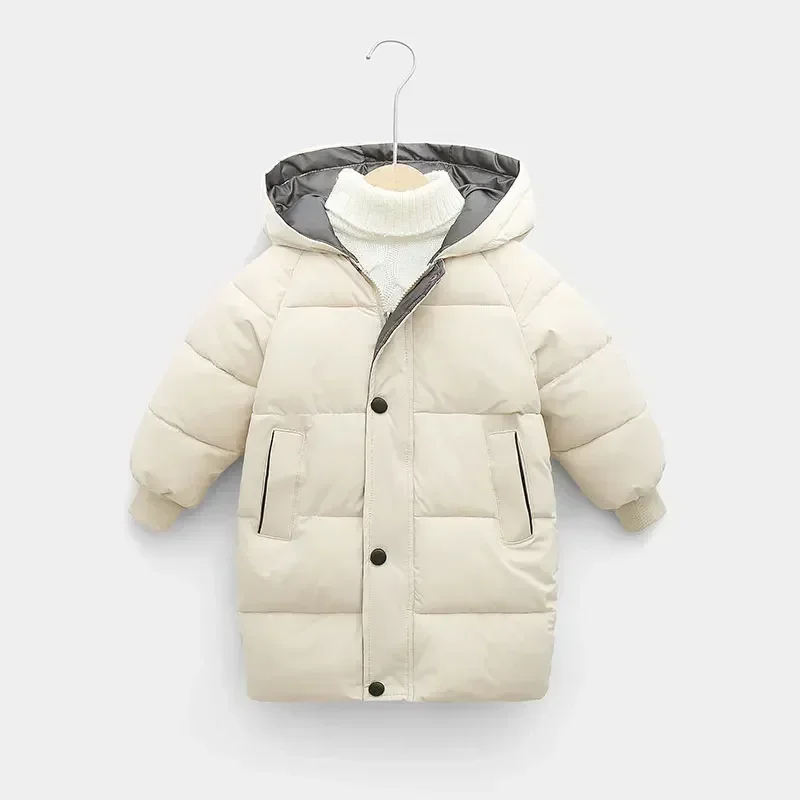 Children Down Outerwear Winter Kids Clothes Boys Girls Cotton-Padded Parka Coats Thicken Warm Long Jackets