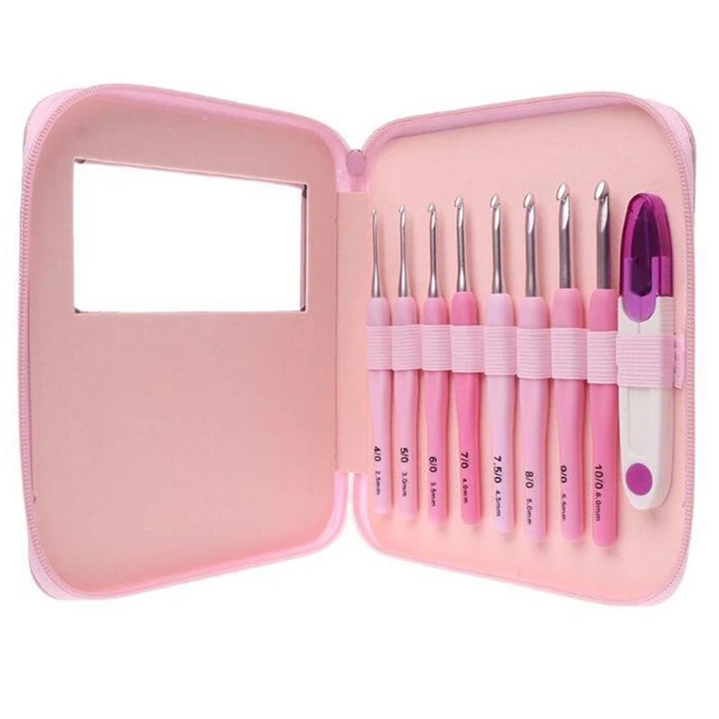 

9Pcs Crochet Hook Kit Ergonomic Soft Handle Aluminum Hooks Set With 8 Sizes For DIY Crafts Knitting Crocheting Supplies