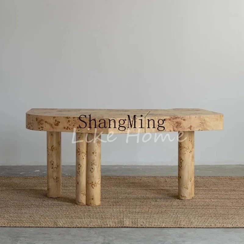 

FGwabi-sabi wind special-shaped desk retro solid wood computer office model room table