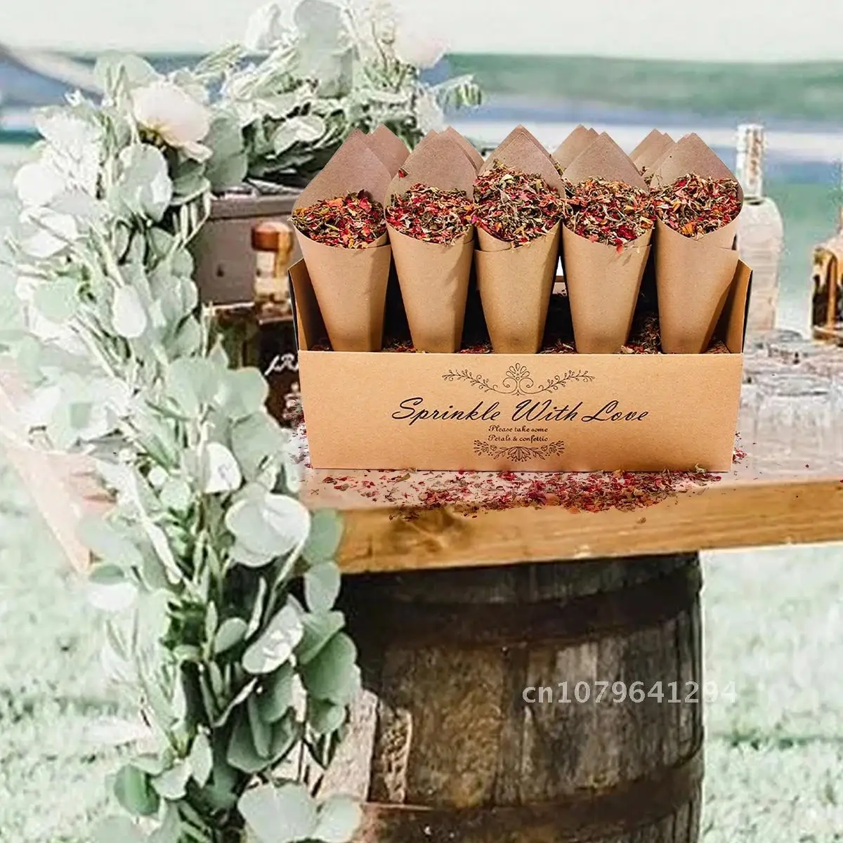 

Wedding Paper Cone Rustic Wedding Confetti Cones Holder Support For Wedding Decoration Kraft Paper Wedding Tray