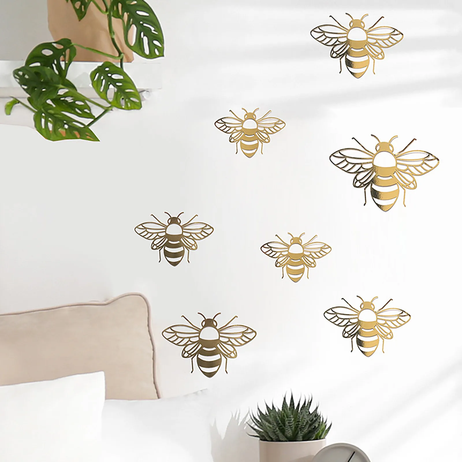 12PCS Hollow Bee Wall Stickers Home Decoration Festive Party Arrangement Cardboard Home Decoration Window Decals Home Decor