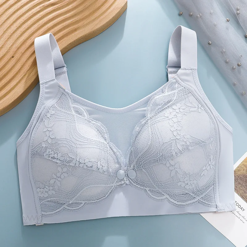 Breastfeeding Mesh Bra Women Front Clasp Back Four-row Hooks Gathers Chest Postpartum Lady Brassiere Fix Double Straps Girl Bra
