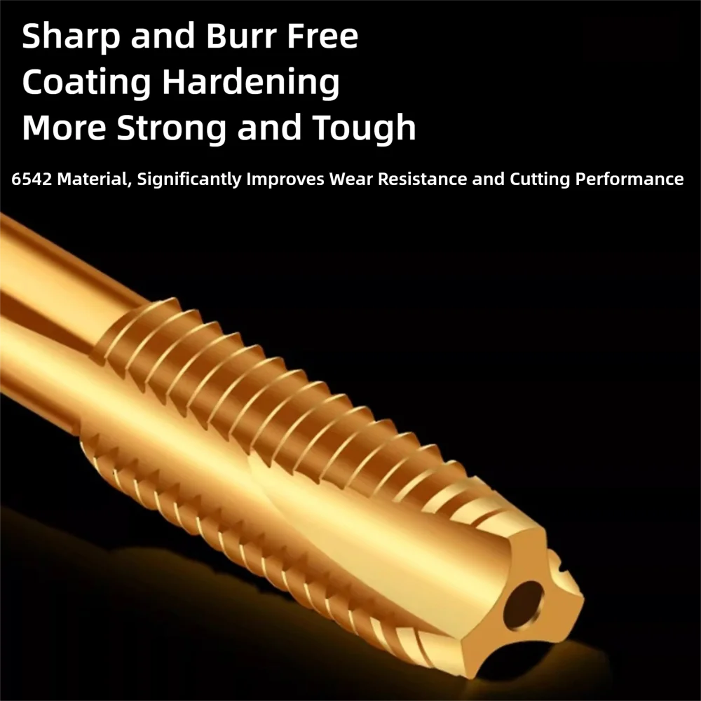 M2-M30 Ti-Coated Spiral Straight Flute Thread Machine Taps Stainless Steel SUS304 Milling Tool CNC HSS Tapping Drill Hole Cutter