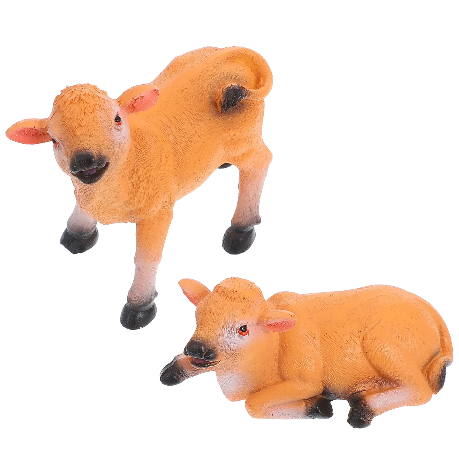 

2pcs Miniature Cow Figurines Realistic Resin Farm Animals For Garden Potted Plants Fairy Gardens Decoration Small Animal