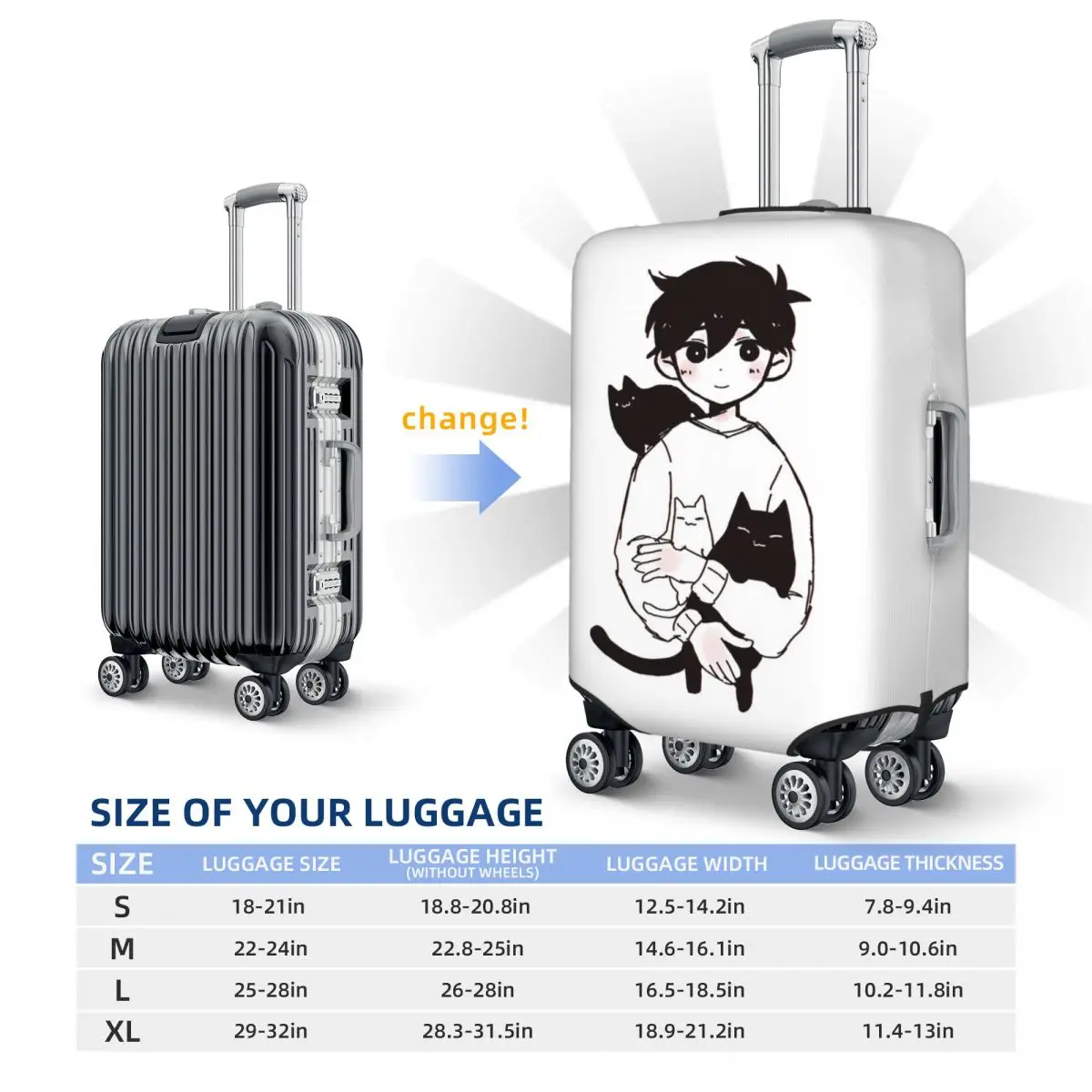 Omori Sunny 및 Mewo 여행 가방 커버 보호용 탄성 여행용 수하물 보호 커버(18-32인치)