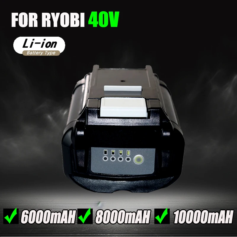 6000 mAh/8000 mAh/10000 mAh für Ryobi 40 V Elektrowerkzeuge Ersatz-Lithium-Ionen-Akku, für OP4050 RY40502 RY40200 RY40400