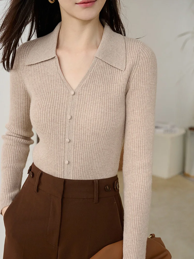 

Облегающий трикотаж V-Ne, повседневный длинный свек, внутренняя одежда, шерстяной свитер, простой цвет, модная одежда для поездок на работу, корейская версия