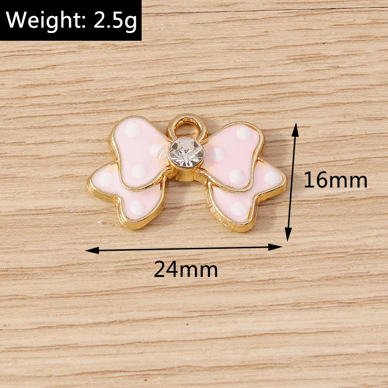 Tusember 10 Stück Emaille-Anhänger, elegante Schleife, Schleife, Charms für Schmuckherstellung, Ohrringe, Halskette, DIY, Armband, Zubehör, Zubehör – Detail 12