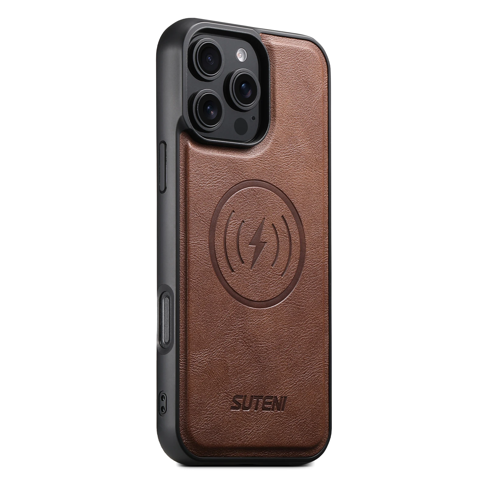 SUTENI Mattierte Kunstleder-Handyhülle mit Magnet und kabelloser Ladefunktion für iPhone 18 Pro Max 17 Air 16 Plus 15 14 Pro 13 12 – Detail 14