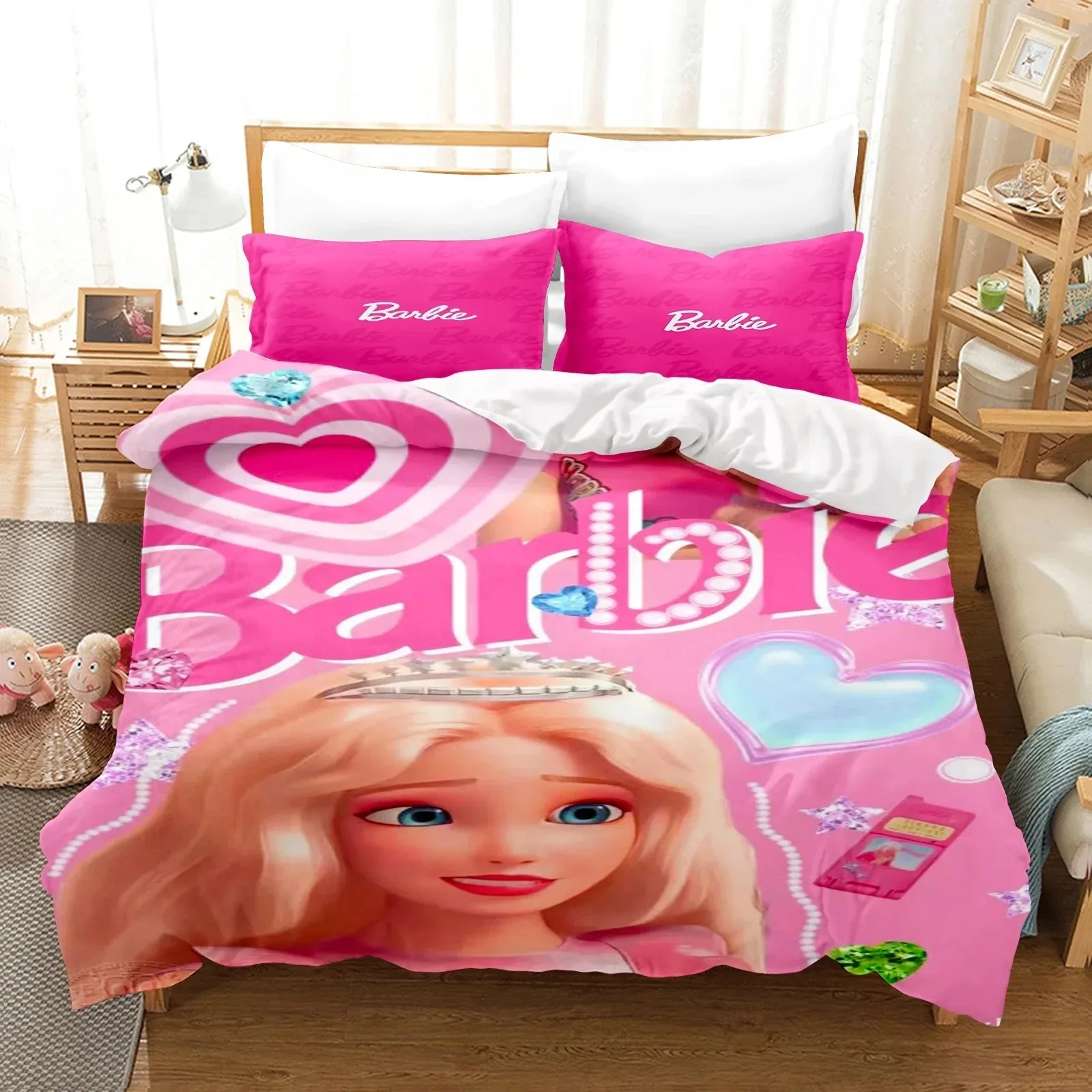 

Disney Barbie Bedding Set for Children and Adults, 3D Cartoon Quilt, Duvet Cover, Pillowcase, Bed Set, Holiday Gifts
