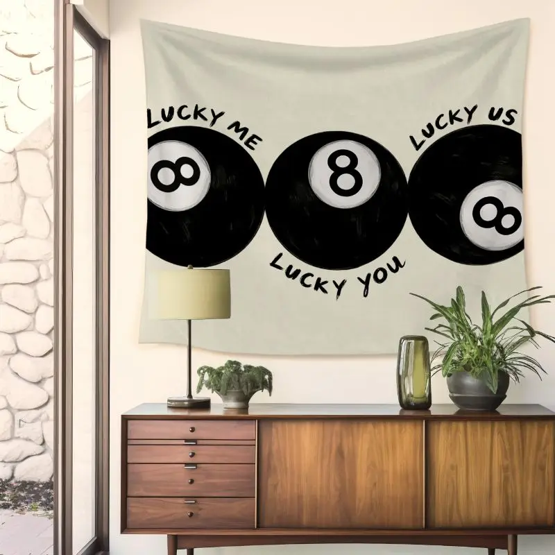 VIKAMA Lucky 8 Billiards Tapestry Trendy Retro Wall Hanging Bedroom Dormitory Cool Street Style Wall Decoration