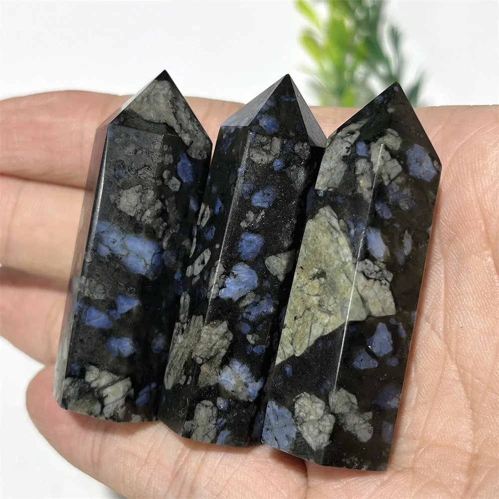 Crystal Natural Glaucophane Tower Que Sera Point Wand Healing Stone Souvenir MeditatioQuartz Minerals Spiritual Home Decoration