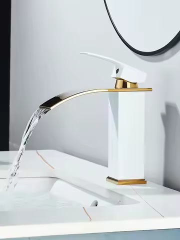 Basin Faucet Deck Mounted Bathroom Waterfall Sink Faucet Stainless steel Single Lever Bathroom Crane Hot Cold Vanity Tap