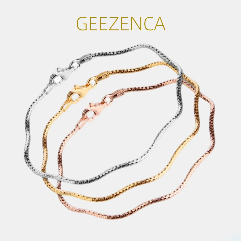 Italian 925 Sterling Silver Rose Gold Plated Women's Bracelet Soft Sparkling Three Color Plain Wave Chain Bracelets Shinny