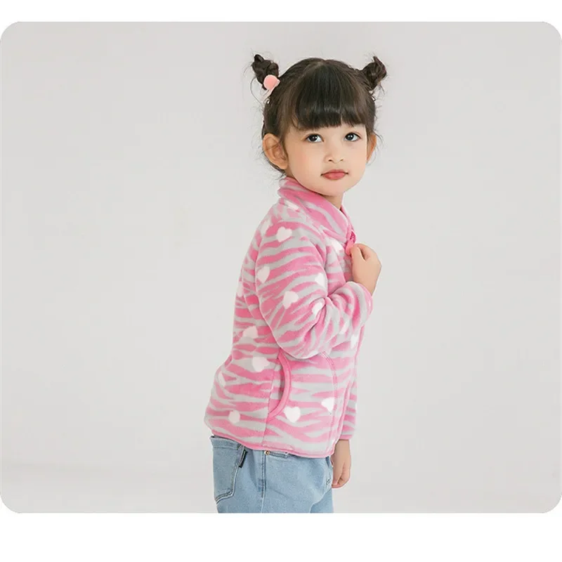 2-8T New Arrival Leopard Print Girls Winter Fleece Jackets Zipper Cute Hot Selling Thick Baby Coats Children's Costume Outwear