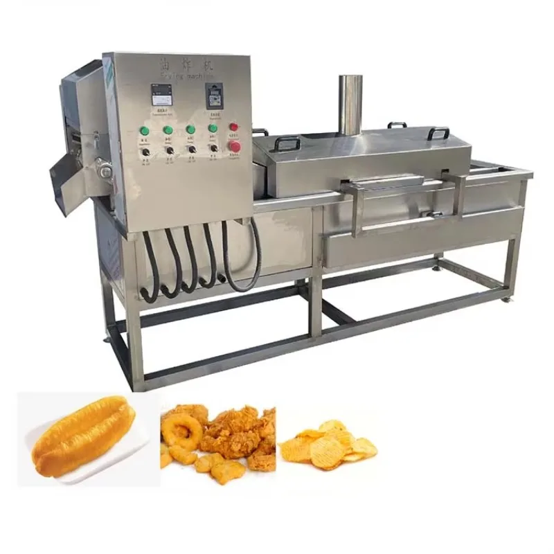 Industrial Snacks Foods Automatic Frying Machine Banana Plantain Chips Peanut Fried Onion Continuous Fryer
