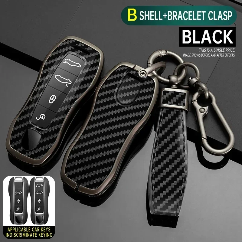 탄소 섬유 아연 합금 자동차 스마트 키 쉘 커버 케이스, 포르쉐 뉴 카이엔 파나메라 911 992 타이칸 자동차 키 케이스 액세서리