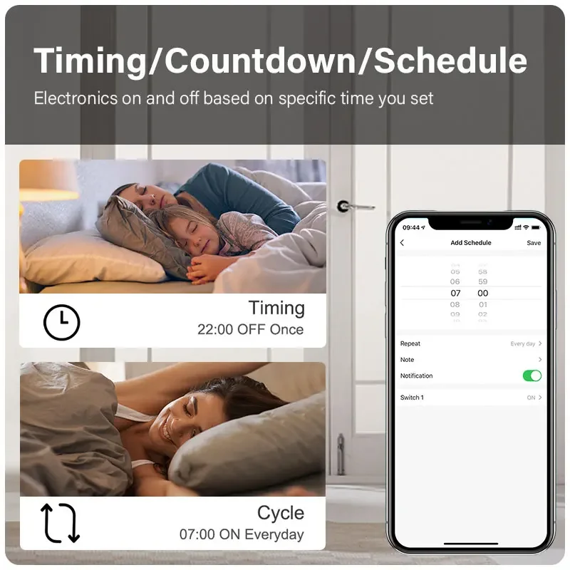 Aubess 16A Tuya WiFi Smart Switch fai da te controllo a 2 vie con automazione del Monitor energetico tramite Alexa Google Home Alice Smart Life
