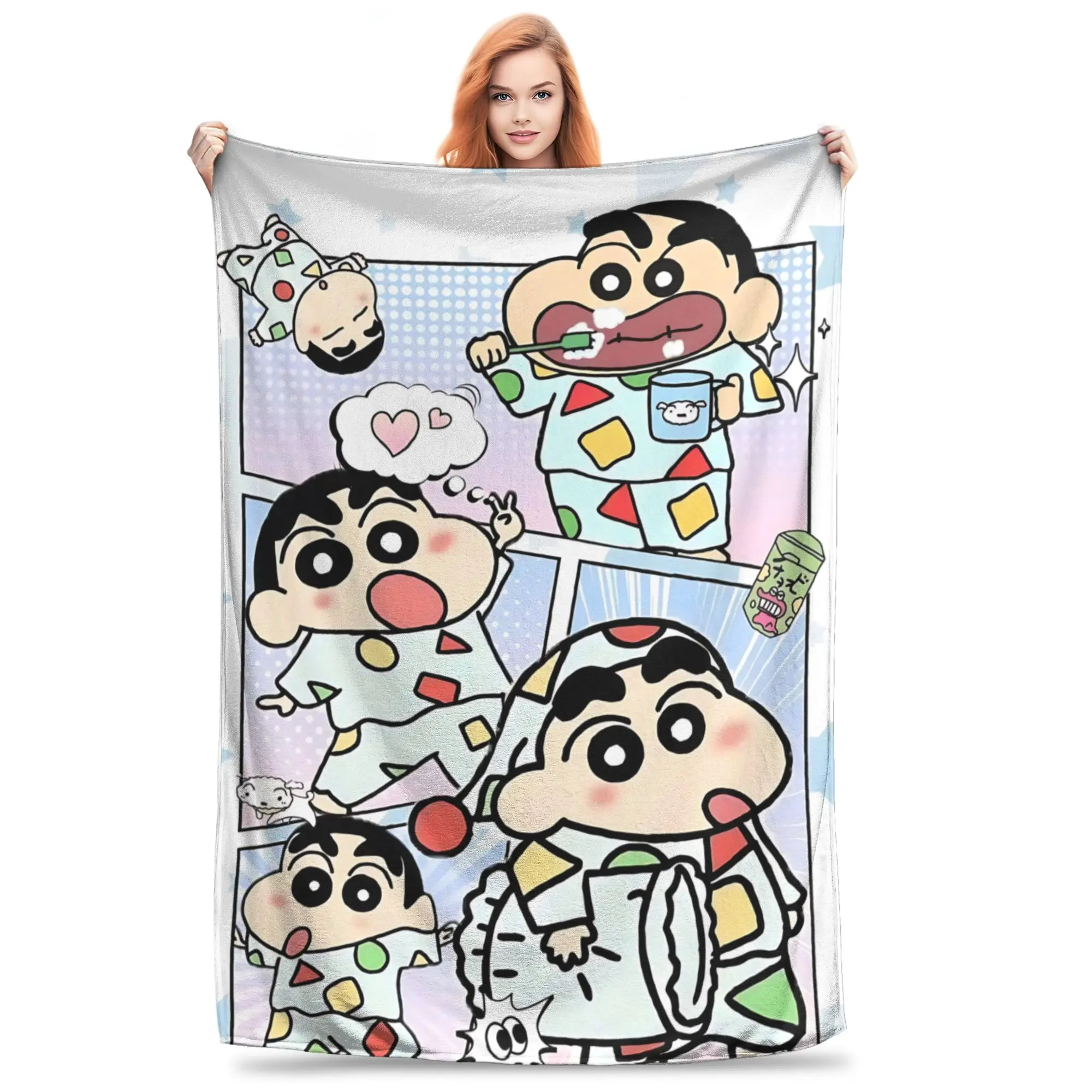 1PC home Cutecore Crayon S Shin chan  Blanket Super Cosy Plush Home Living Room Sofa halloween